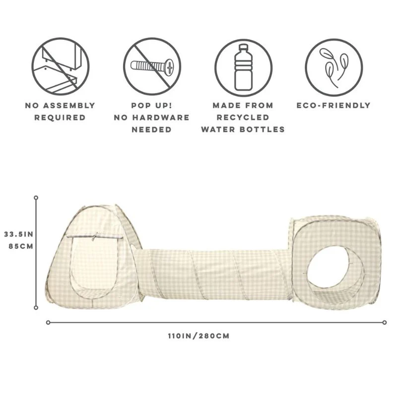 Recycled Fabric 3-in-1 Play Tent & Tunnel Set - Image 6
