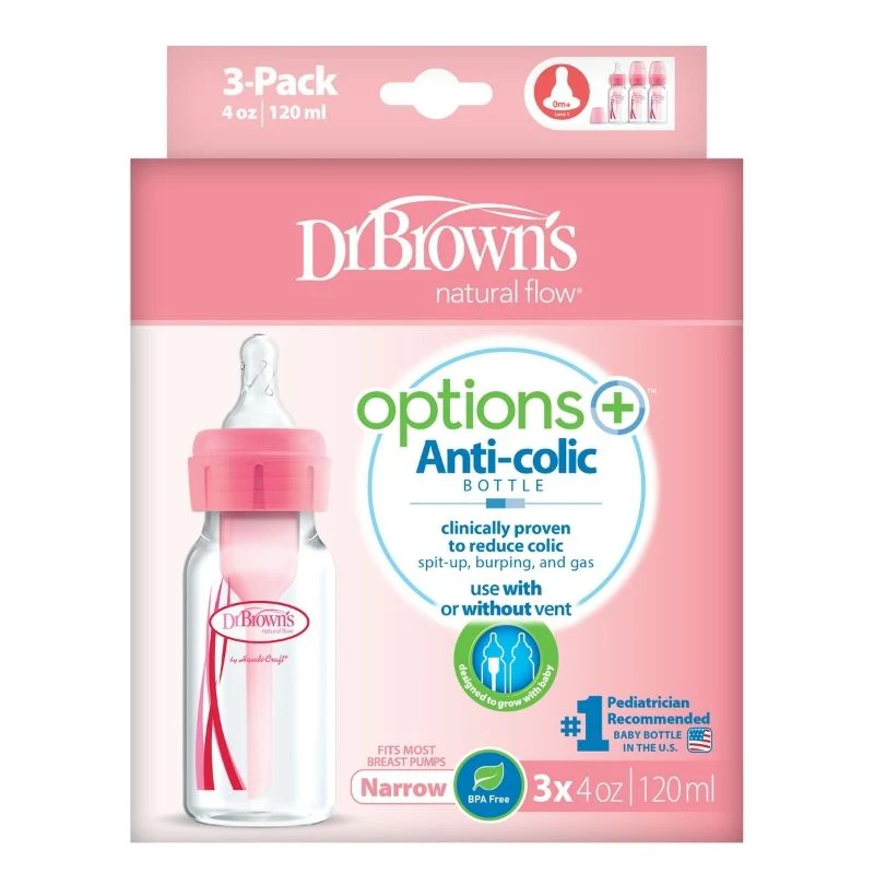 Option+ Narrow 4oz Bottle - Pink (3 Pack) - Image 2