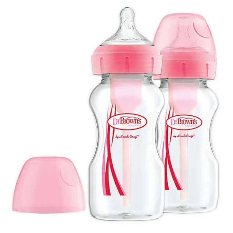 Options+ Wide Neck 9oz Bottle - Pink (2 Pack)