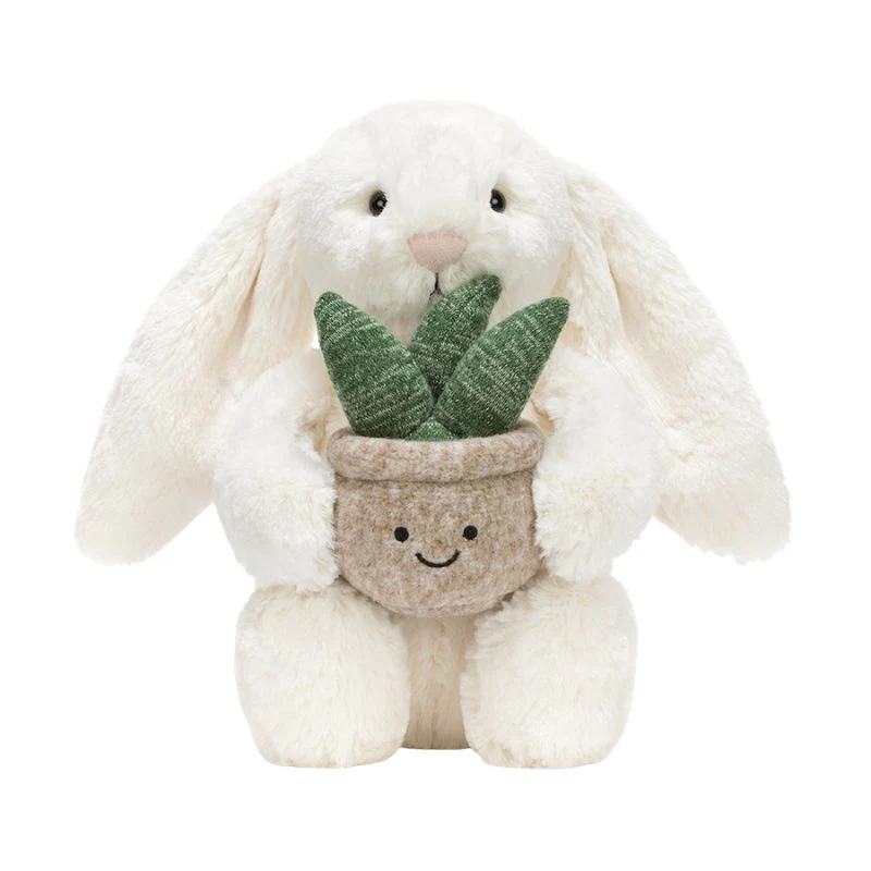 Cream Bunny with Plant Plush Toy