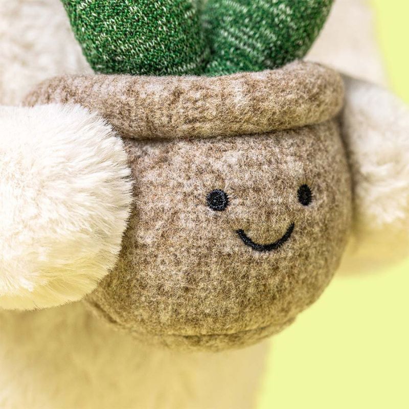 Cream Bunny with Plant Plush Toy - Image 3
