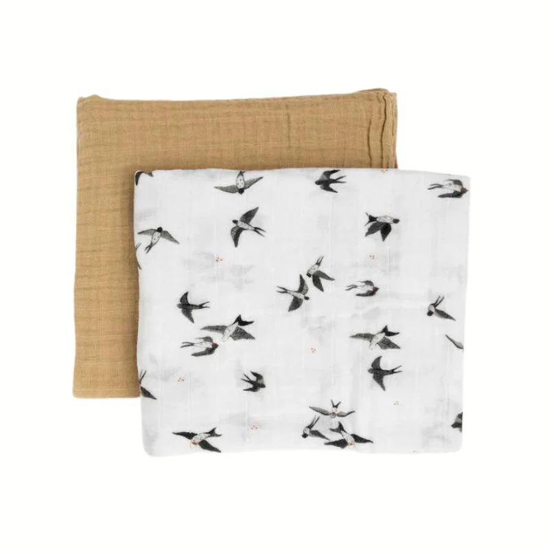Organic Cotton Muslin Swaddle Blanket - 2 Pack - Image 3