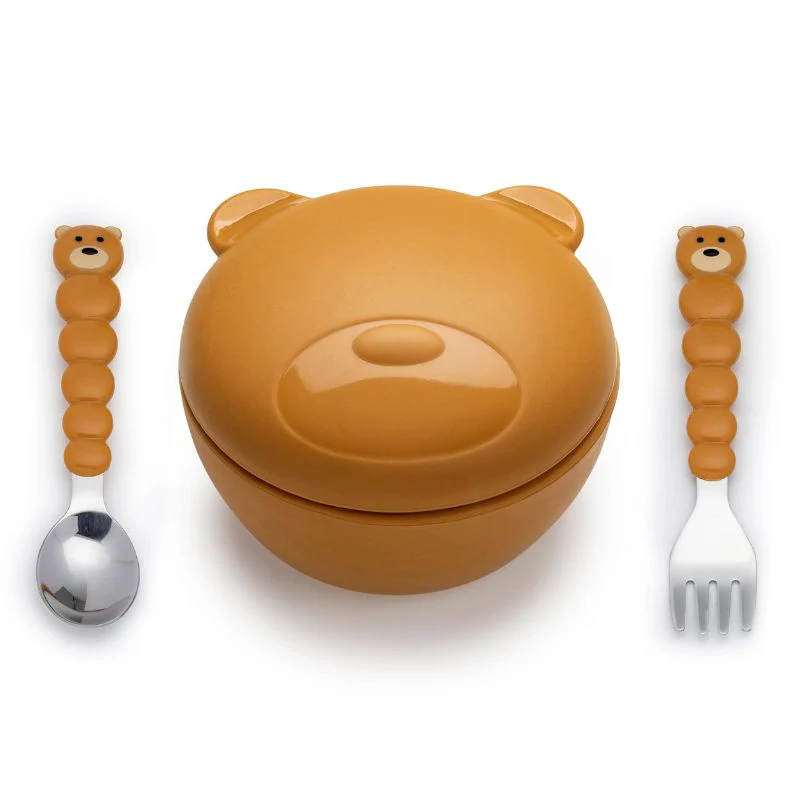 Silicone Animal Bowl with Lid and Utensils - Image 11