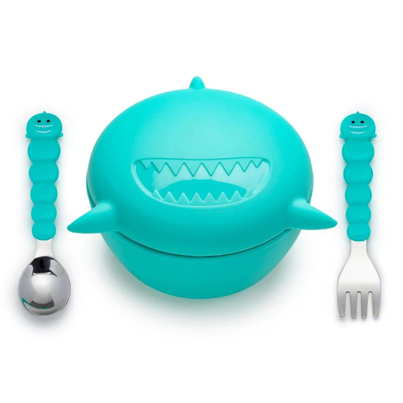 Silicone Animal Bowl with Lid and Utensils - Image 3