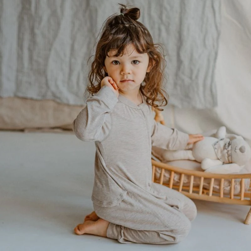Bamboo Cotton Long Sleeve Drop Bottom Romper - Image 7