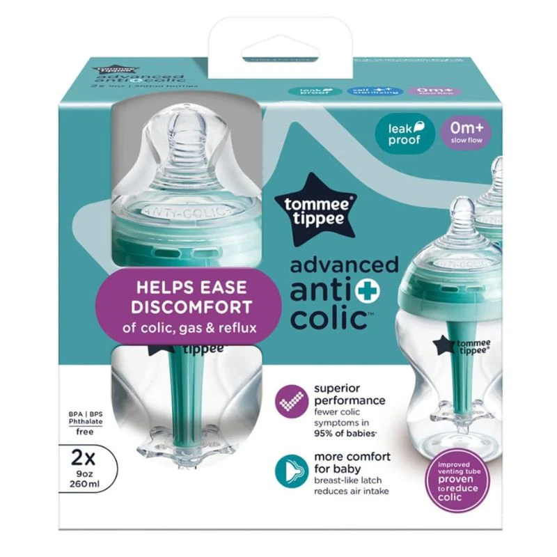 9oz Advanced Anti-Colic Baby Bottle with Slow Flow Breast-Like Nipple-2 Pack - Image 2